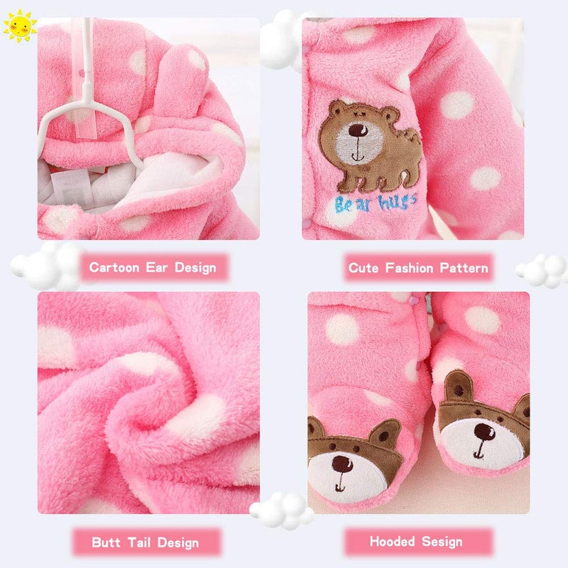 XIFAMNIY Baby Girls Boys Newborn Fleece Jumpsuit Footie Hooded Warm Thicken Snowsuit Outwear for Winter - Image 2